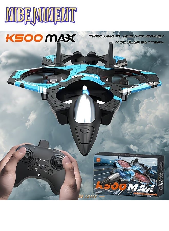 NIBEMINENT 2026 Impact-Resistant K500MAX Cool RC Airplane - Supports Throw-Start, 360° Rolls, Barometric Altitude Hold, One-Button High/Low Speed Switching, Drop-Resistant and Anti-Collision Design, Colorful LED Lights + Headless Mode, Ideal for Outdoor Flying - Image 2